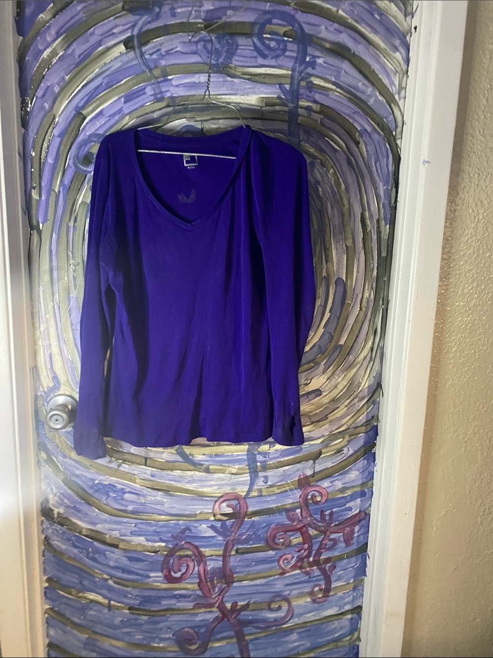 Long Sleeve V-Neck Top in Purple